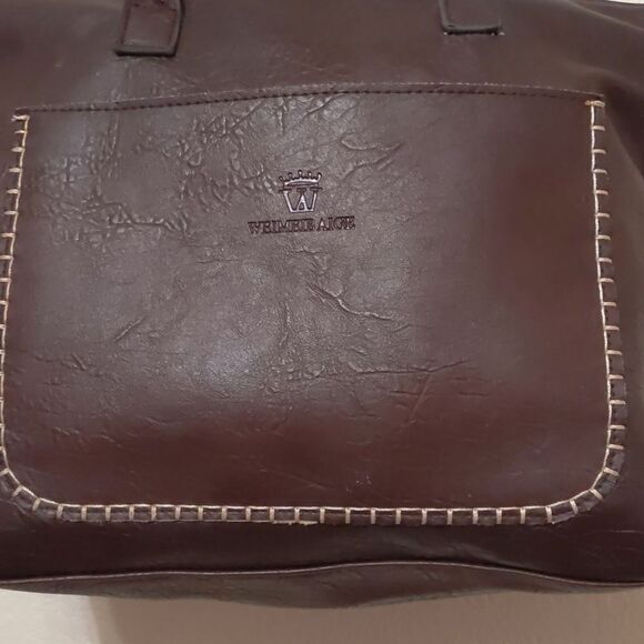 WEIMEIBAIGE Brown Vegan Leather Tote Bag Shoulder Purse Large - Picture 3 of 10